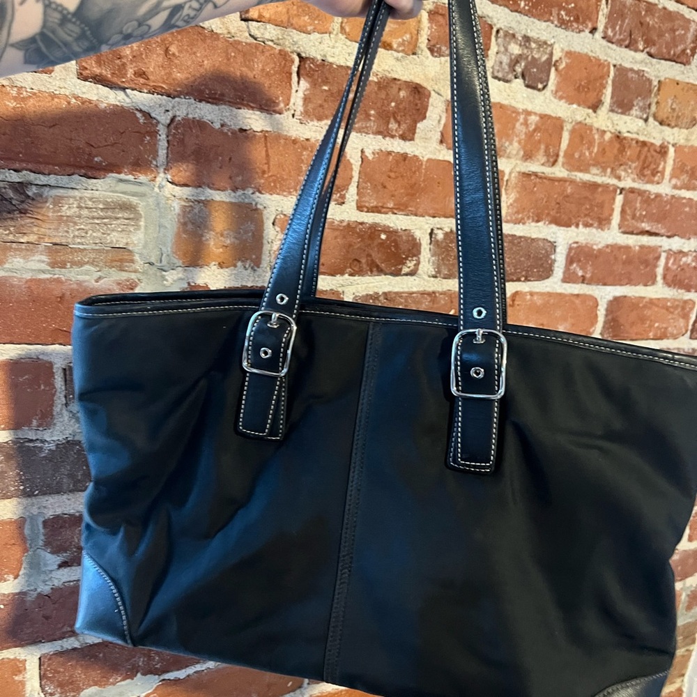 Coach Black Nylon and Leather Vintage Tote Bag